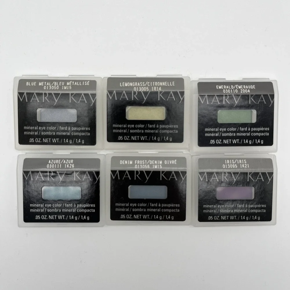MARY KAY Mineral EYESHADOW LOT of SIX assorted .05 ounce pans 6 Colors Brushes